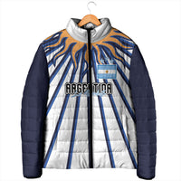 Personalized Argentina National Football Padded Jacket Sun Of May Retro Starburst Graphic Art