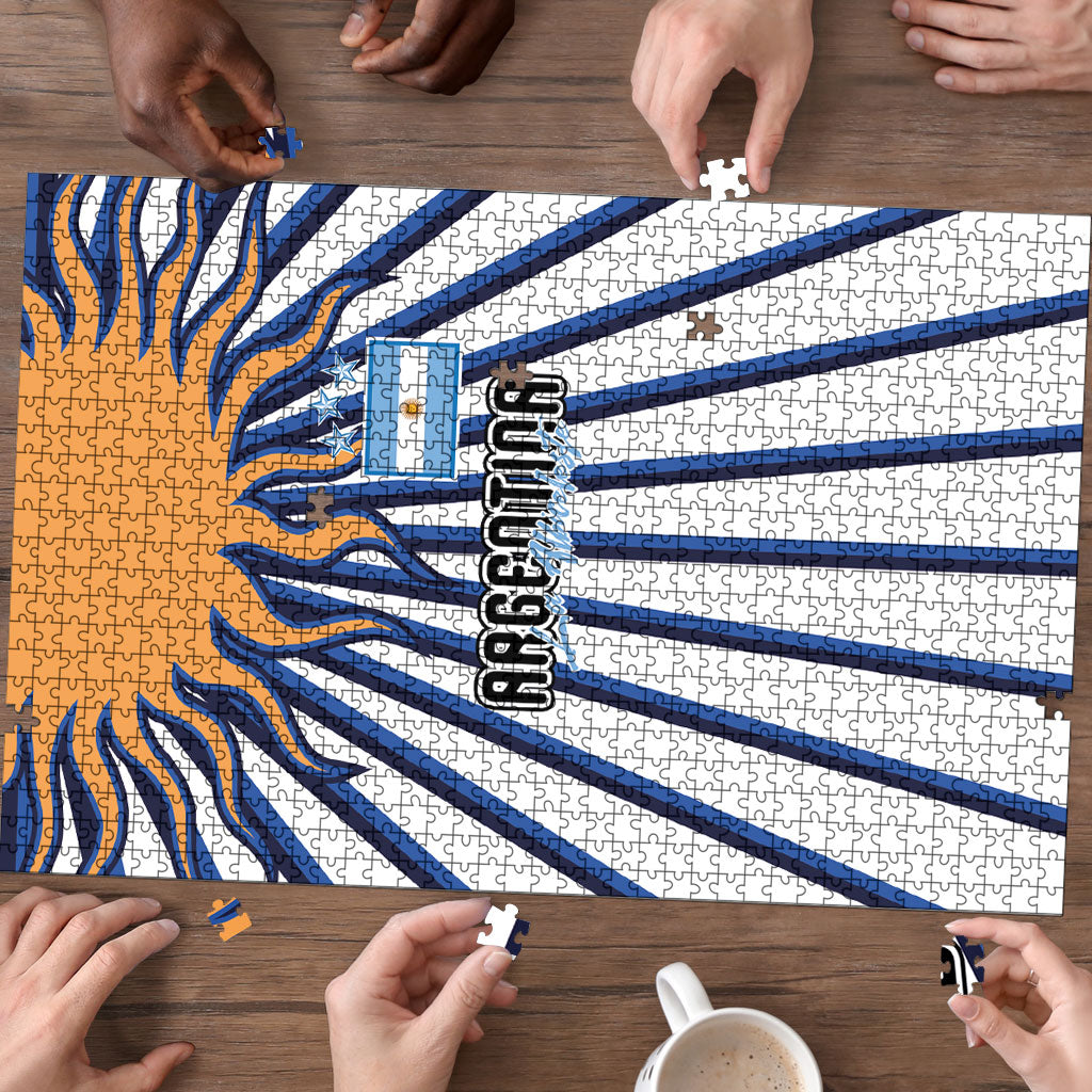 Argentina National Football Puzzle Sun Of May Retro Starburst Graphic Art