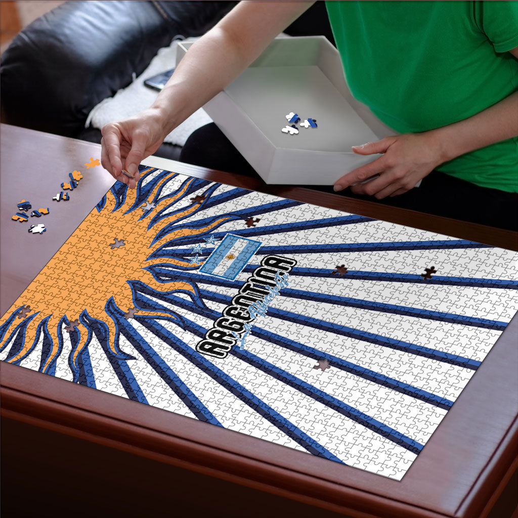 Argentina National Football Puzzle Sun Of May Retro Starburst Graphic Art