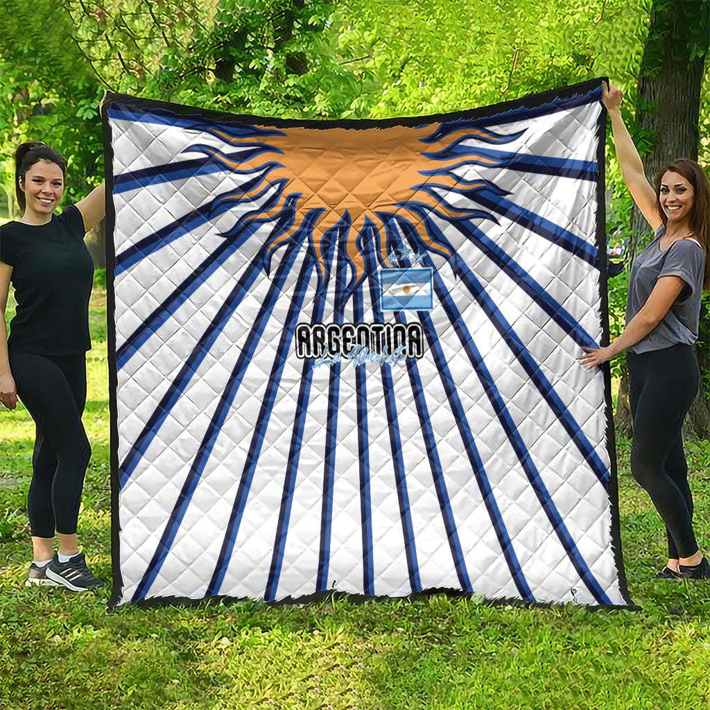Argentina National Football Quilt Sun Of May Retro Starburst Graphic Art