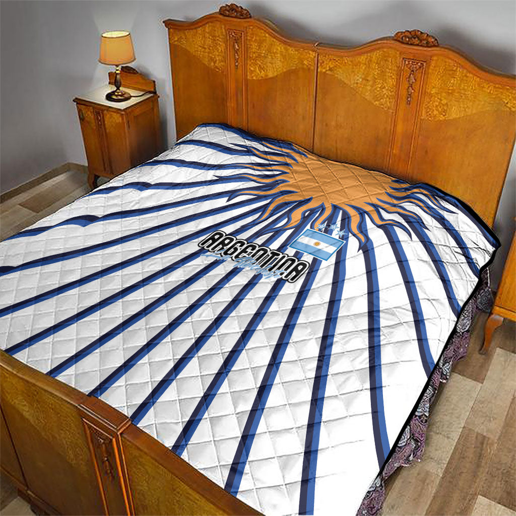 Argentina National Football Quilt Sun Of May Retro Starburst Graphic Art