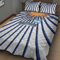 Argentina National Football Quilt Bed Set Sun Of May Retro Starburst Graphic Art