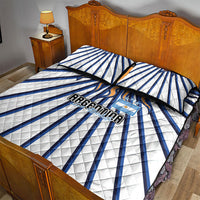 Argentina National Football Quilt Bed Set Sun Of May Retro Starburst Graphic Art