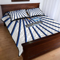 Argentina National Football Quilt Bed Set Sun Of May Retro Starburst Graphic Art