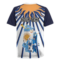 Personalized Argentina National Football Rugby Jersey Sun Of May Retro Starburst Graphic Art