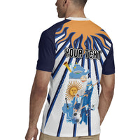 Personalized Argentina National Football Rugby Jersey Sun Of May Retro Starburst Graphic Art