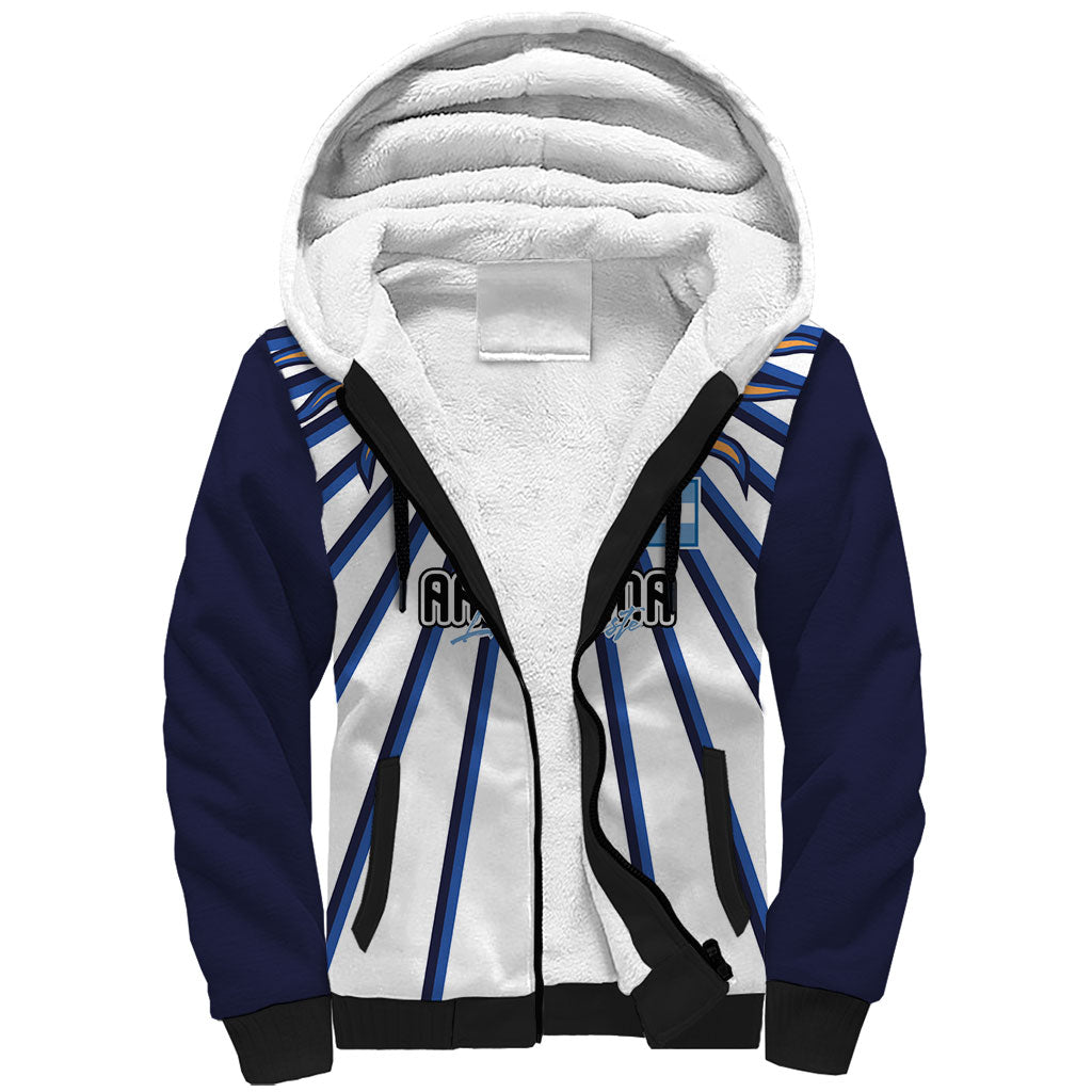 Personalized Argentina National Football Sherpa Hoodie Sun Of May Retro Starburst Graphic Art