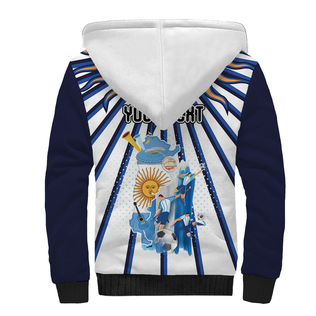 Personalized Argentina National Football Sherpa Hoodie Sun Of May Retro Starburst Graphic Art