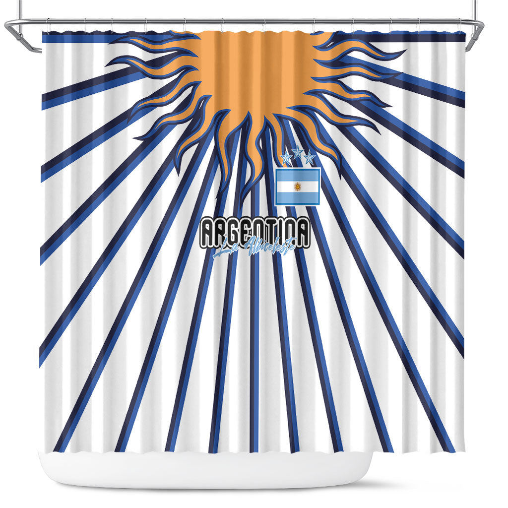 Argentina National Football Shower Curtain Sun Of May Retro Starburst Graphic Art