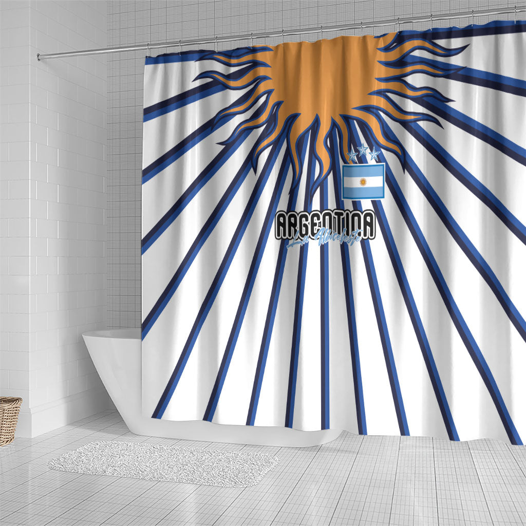 Argentina National Football Shower Curtain Sun Of May Retro Starburst Graphic Art