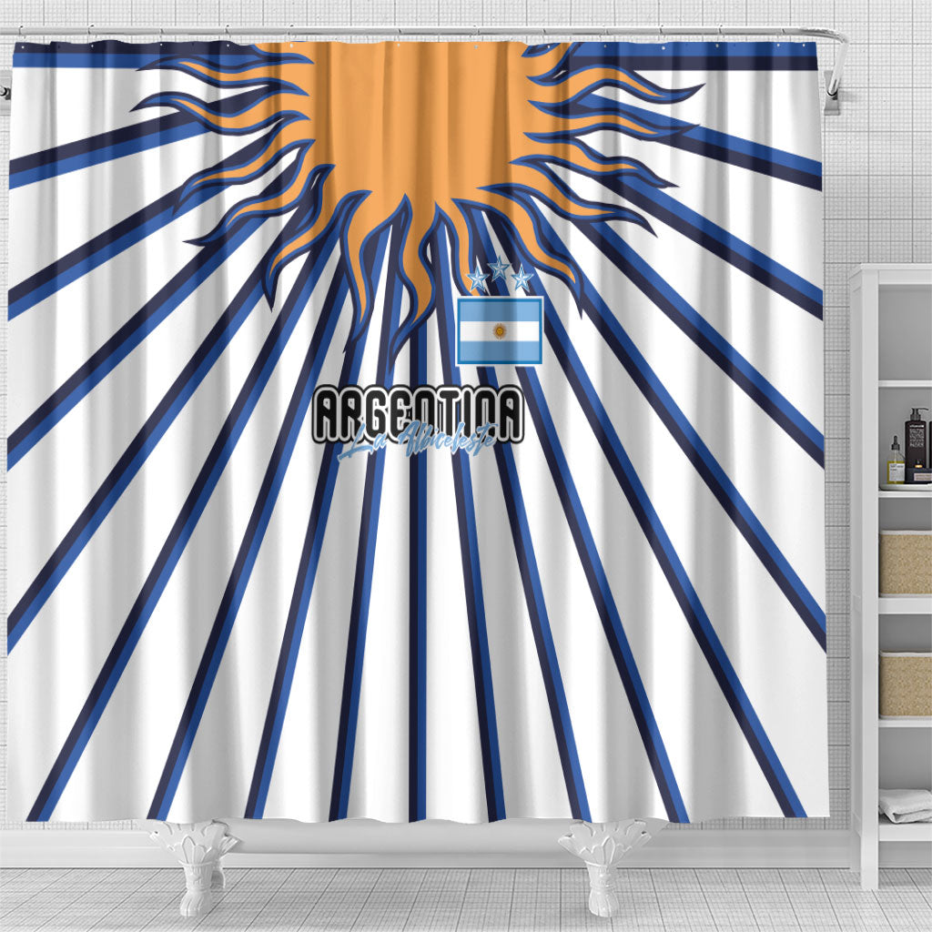 Argentina National Football Shower Curtain Sun Of May Retro Starburst Graphic Art