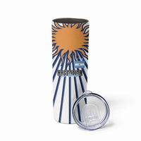 Personalized Argentina National Football Skinny Tumbler Sun Of May Retro Starburst Graphic Art