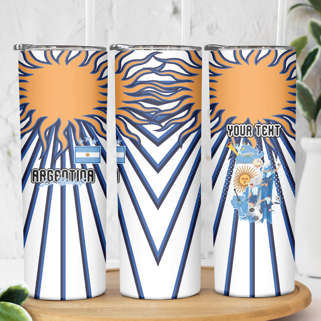 Personalized Argentina National Football Skinny Tumbler Sun Of May Retro Starburst Graphic Art