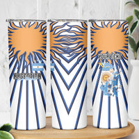 Personalized Argentina National Football Skinny Tumbler Sun Of May Retro Starburst Graphic Art