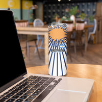 Personalized Argentina National Football Skinny Tumbler Sun Of May Retro Starburst Graphic Art