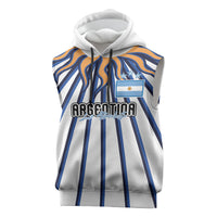 Personalized Argentina National Football Sleeveless Hoodie Sun Of May Retro Starburst Graphic Art