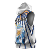 Personalized Argentina National Football Sleeveless Hoodie Sun Of May Retro Starburst Graphic Art