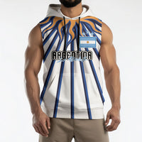 Personalized Argentina National Football Sleeveless Hoodie Sun Of May Retro Starburst Graphic Art