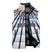Personalized Argentina National Football Sleeveless Puffer Jacket Sun Of May Retro Starburst Graphic Art