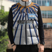 Personalized Argentina National Football Sleeveless Puffer Jacket Sun Of May Retro Starburst Graphic Art