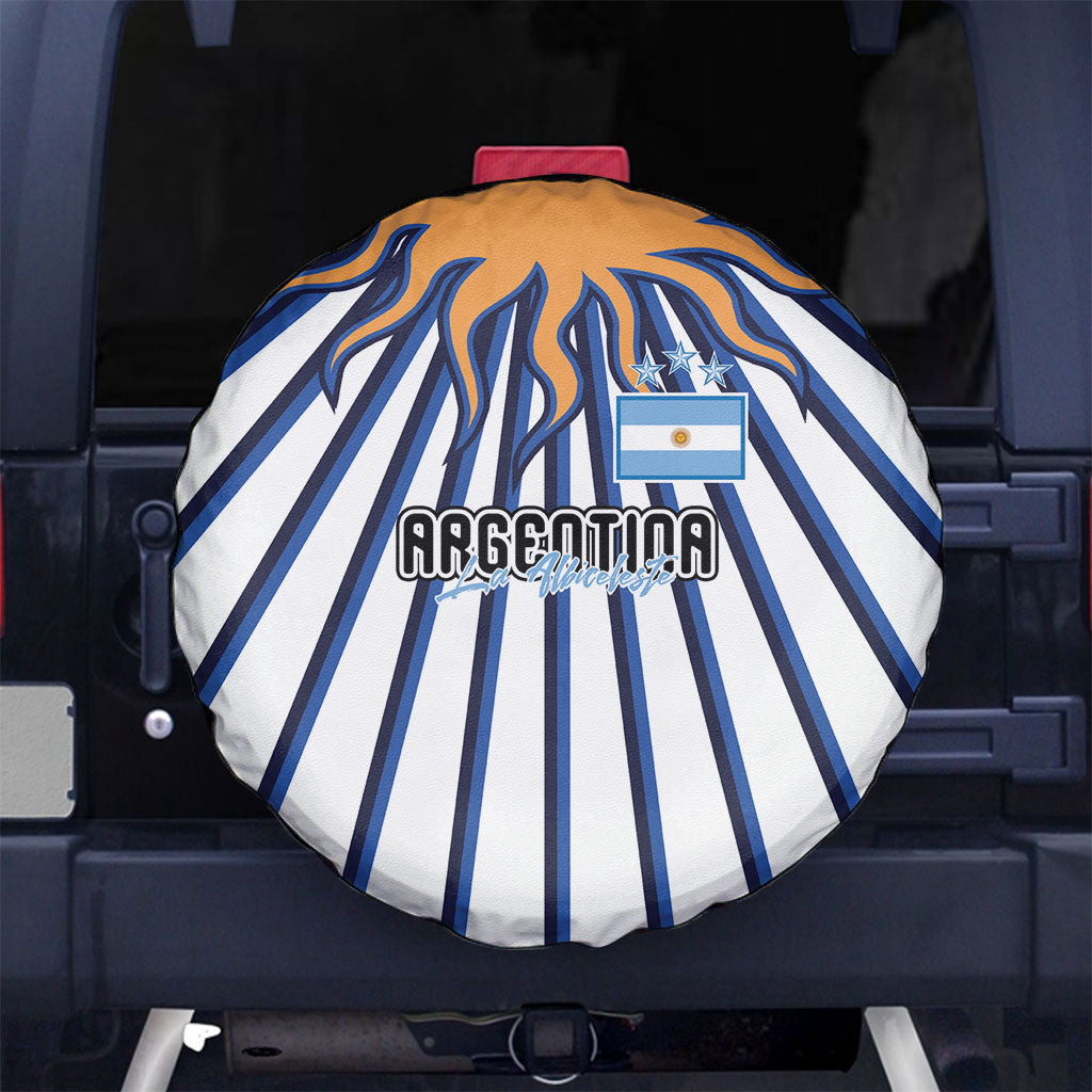Argentina National Football Spare Tire Cover Sun Of May Retro Starburst Graphic Art