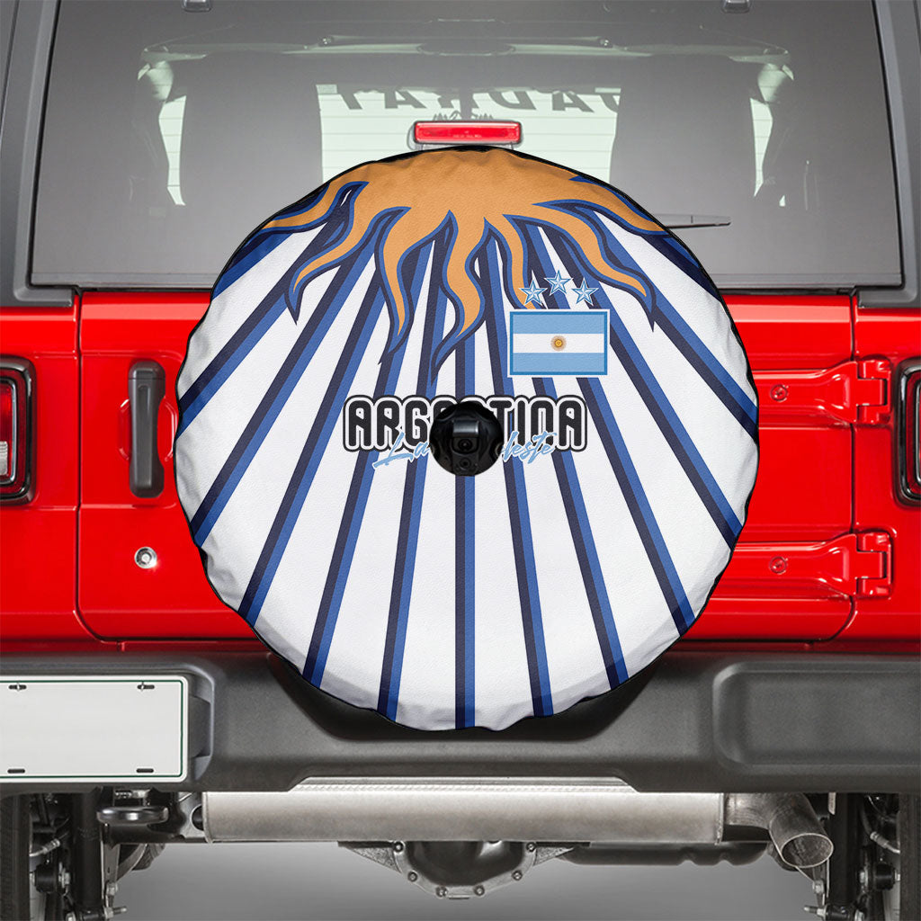 Argentina National Football Spare Tire Cover Sun Of May Retro Starburst Graphic Art