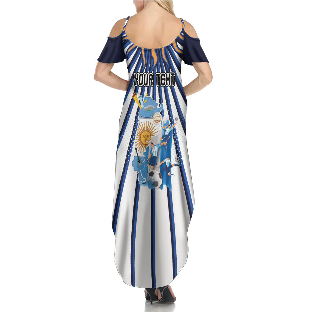 Personalized Argentina National Football Summer Maxi Dress Sun Of May Retro Starburst Graphic Art