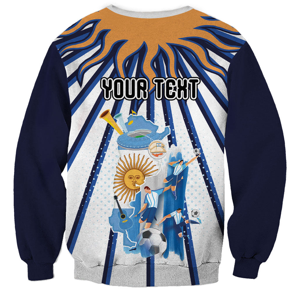 Personalized Argentina National Football Sweatshirt Sun Of May Retro Starburst Graphic Art