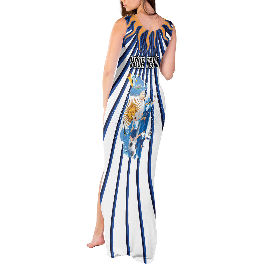 Personalized Argentina National Football Tank Maxi Dress Sun Of May Retro Starburst Graphic Art