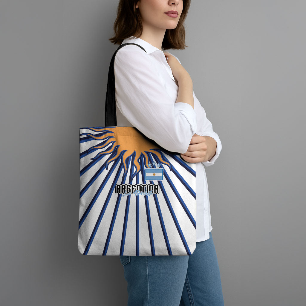 Argentina National Football Tote Bag Sun Of May Retro Starburst Graphic Art