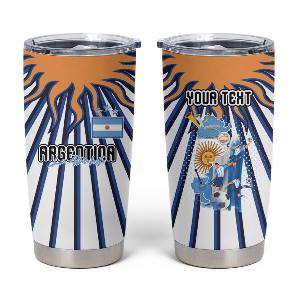 Personalized Argentina National Football Tumbler Cup Sun Of May Retro Starburst Graphic Art