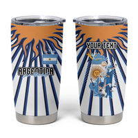 Personalized Argentina National Football Tumbler Cup Sun Of May Retro Starburst Graphic Art