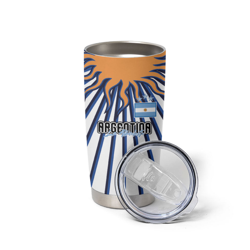 Personalized Argentina National Football Tumbler Cup Sun Of May Retro Starburst Graphic Art