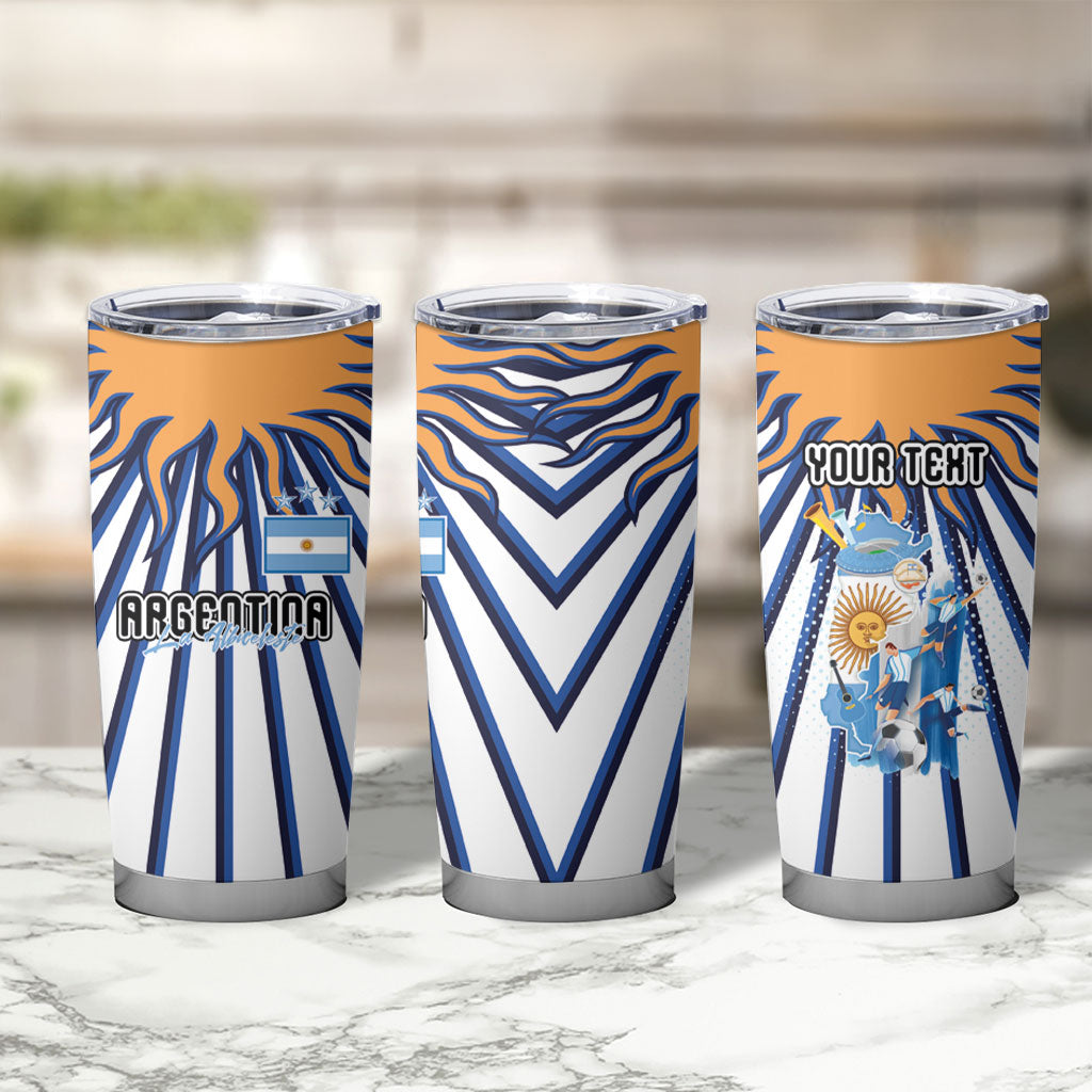 Personalized Argentina National Football Tumbler Cup Sun Of May Retro Starburst Graphic Art