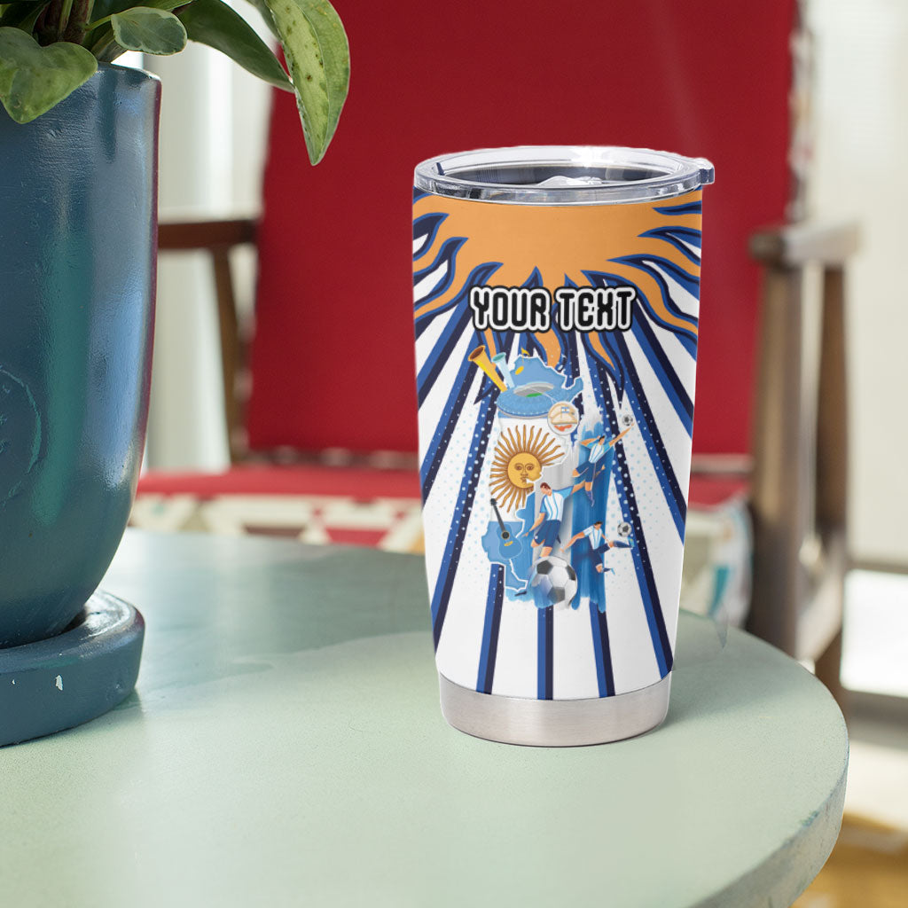 Personalized Argentina National Football Tumbler Cup Sun Of May Retro Starburst Graphic Art