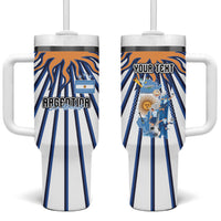 Personalized Argentina National Football Tumbler With Handle Sun Of May Retro Starburst Graphic Art