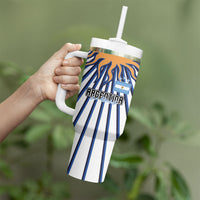 Personalized Argentina National Football Tumbler With Handle Sun Of May Retro Starburst Graphic Art