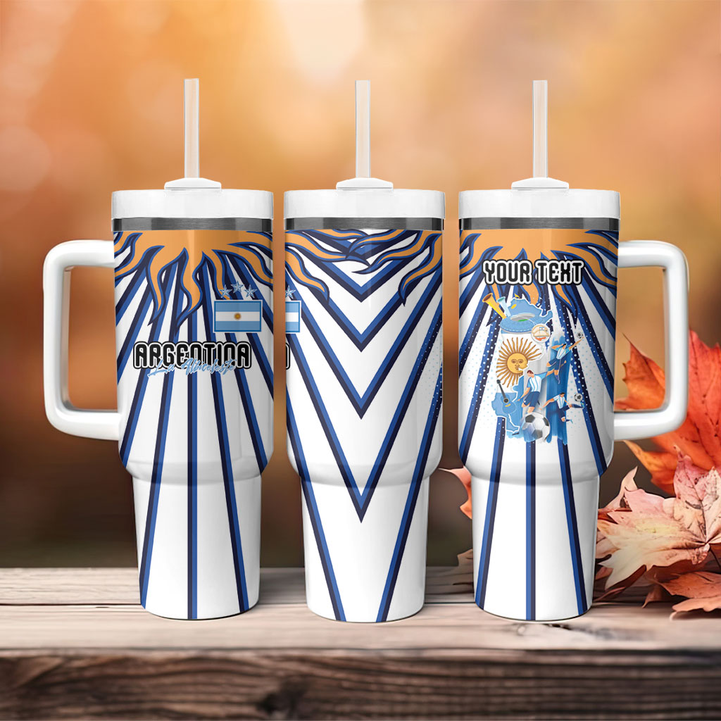 Personalized Argentina National Football Tumbler With Handle Sun Of May Retro Starburst Graphic Art