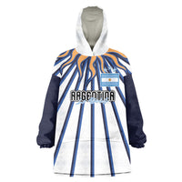 Personalized Argentina National Football Wearable Blanket Hoodie Sun Of May Retro Starburst Graphic Art