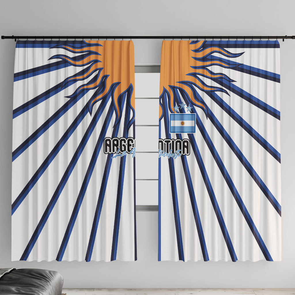 Argentina National Football Window Curtain Sun Of May Retro Starburst Graphic Art