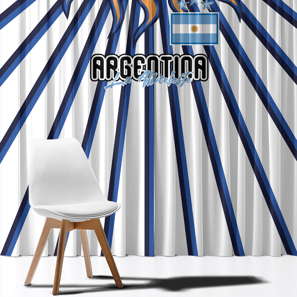 Argentina National Football Window Curtain Sun Of May Retro Starburst Graphic Art