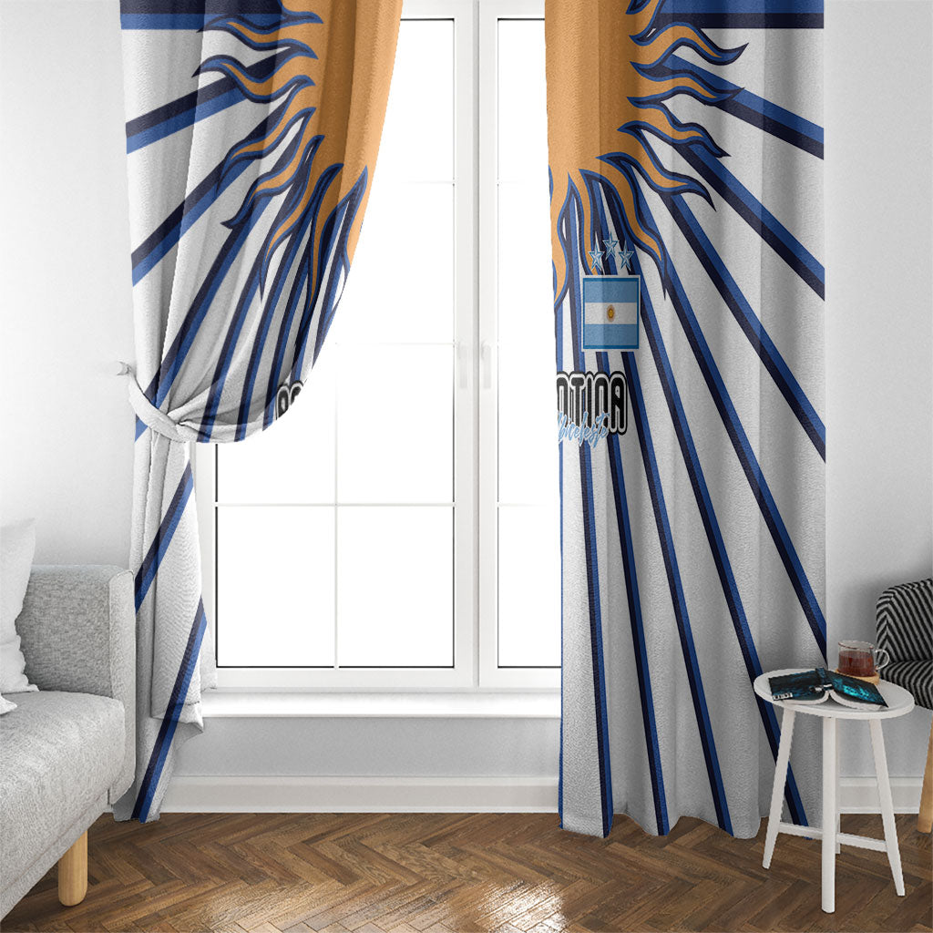 Argentina National Football Window Curtain Sun Of May Retro Starburst Graphic Art