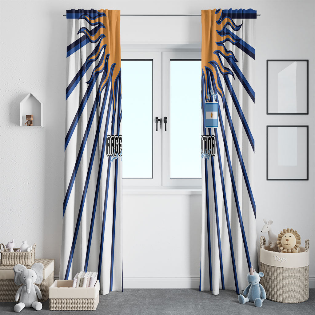 Argentina National Football Window Curtain Sun Of May Retro Starburst Graphic Art