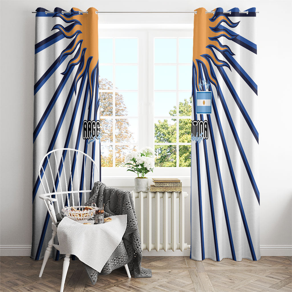 Argentina National Football Window Curtain Sun Of May Retro Starburst Graphic Art
