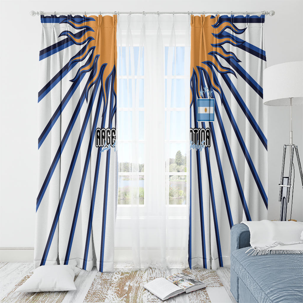 Argentina National Football Window Curtain Sun Of May Retro Starburst Graphic Art