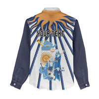 Personalized Argentina National Football Women Casual Shirt Sun Of May Retro Starburst Graphic Art