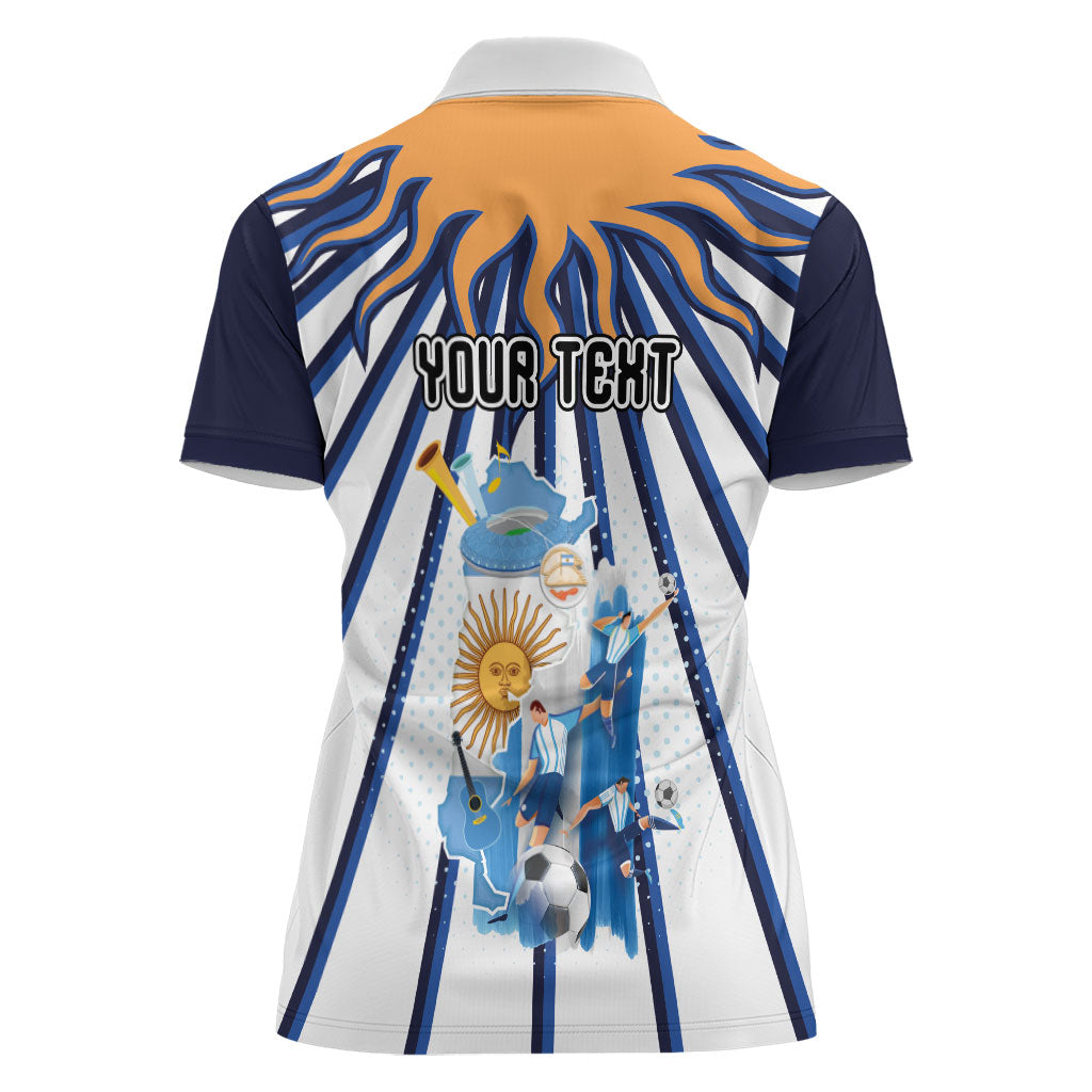 Personalized Argentina National Football Women Polo Shirt Sun Of May Retro Starburst Graphic Art