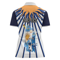 Personalized Argentina National Football Women Polo Shirt Sun Of May Retro Starburst Graphic Art