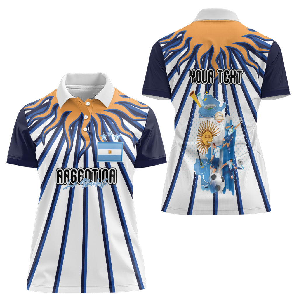 Personalized Argentina National Football Women Polo Shirt Sun Of May Retro Starburst Graphic Art