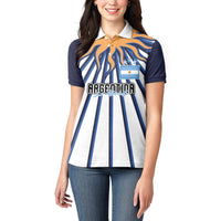 Personalized Argentina National Football Women Polo Shirt Sun Of May Retro Starburst Graphic Art